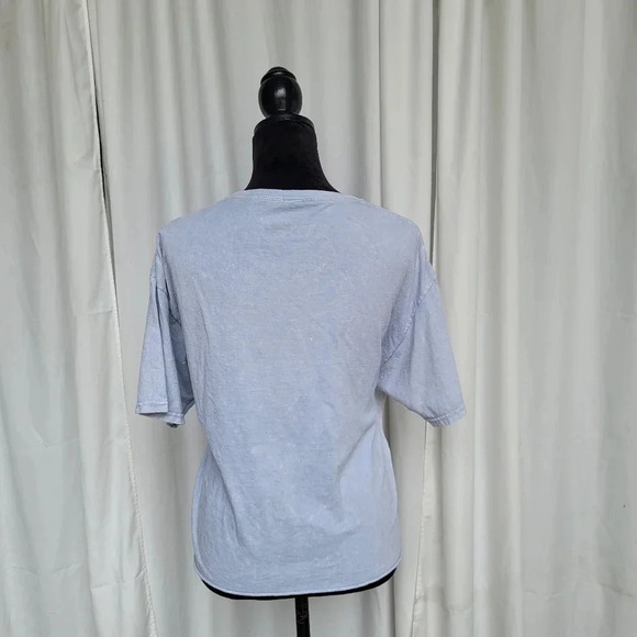 ACEMI WOMEN'S LIGHT BLUE CROPPED TEE SIZE LARGE SUN MOON SHORT SLEVE T-SHIRT - Picture 6 of 8